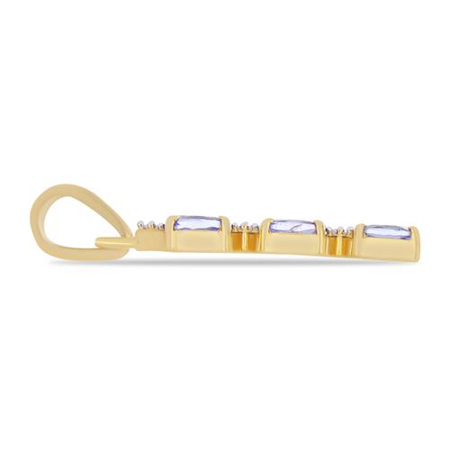 BUY STERLING SILVER NATURAL TANZANITE WITH WHITE ZIRCON GEMSTONE PENDANT
